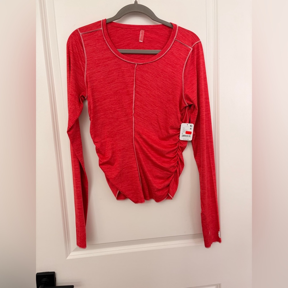 Free People Red Long Sleeve Top